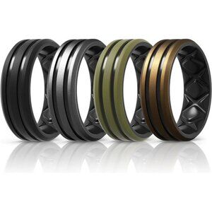 Silicone Ring for Him with 2 Layers, Multicolor Rubber Wedding Bands Trendy